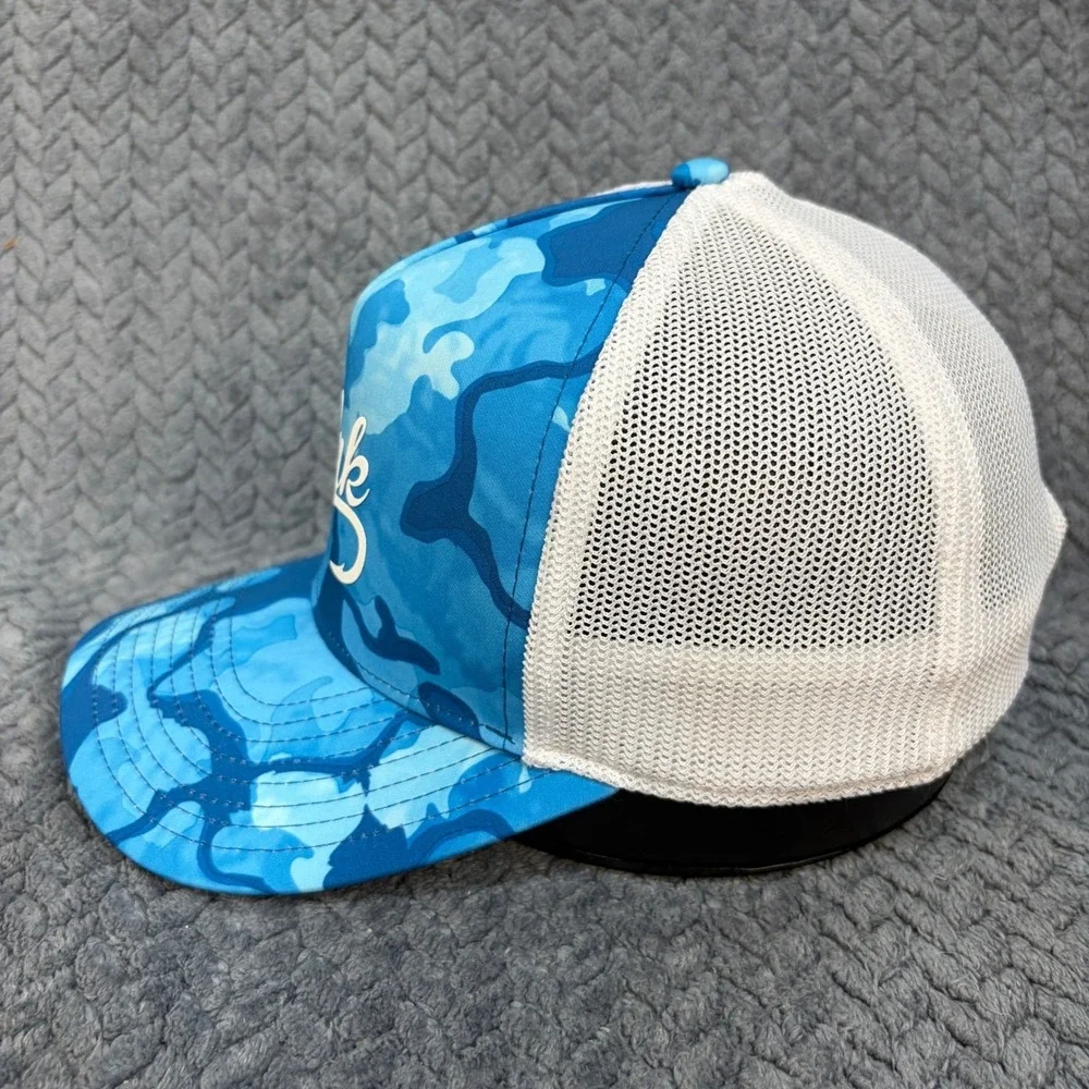 Huk Performance Trucker Hat Blue Camo White Mesh Snapback Fishing Cap